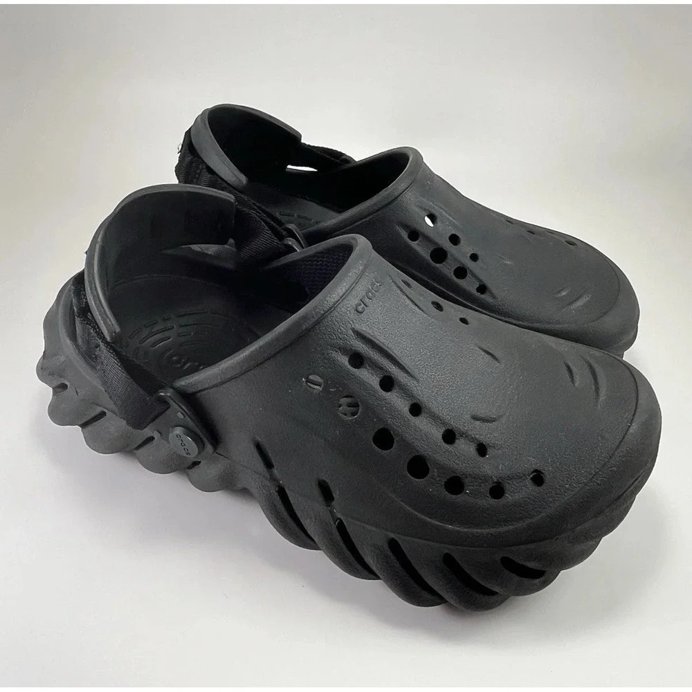 Crocs Echo Clog M 4 W 6 Black Streetwear Hype All Terrain Sandals Water Shoes